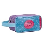 Estojo Infantil Duplo Escolar Feminino Reforçado Premium Menina Sereia Cristal