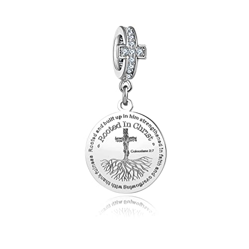 Miwangling Christian Bible Verse Dangle Charm Rooted In Christ Tree Bead For Pandora Bracelet #TOP4