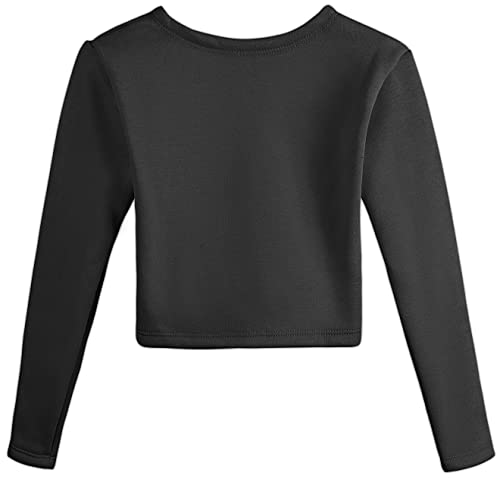 Image of DANSHOW Girls Ballet Wrap Top Long Sleeve Dance Sweater Toddler | Warm Ballet Cardigan for Girls, V-neck Pullover Shrug, Comfortable and Soft Inside, Basic Dance Cover Up