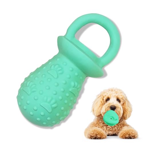 LLSPET Juguetes masticables de látex para perros, novedosos juguetes chirriantes para perros, chupete duradero de 5.2 pulgadas, juguetes masticables para perros pequeños y medianos (verde, 1 unidad)
