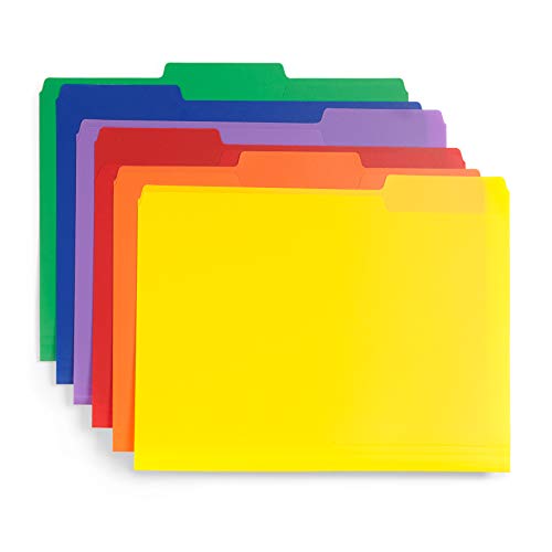 Blue Summit Supplies Plastic File Folders, 1/3 Cut Tab, Heavy Duty Multi Colored Poly Folders, Letter Size, 30 Pack #TOP2