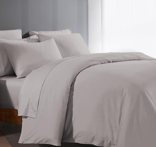1000 Series Egyptian Cotton 3 Pc Queen Duvet Cover Set Silver Grey