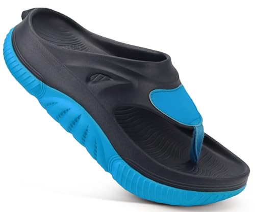 Image of COFACE Men Orthopedic Footbed Flip Flops Fabric Toe Post Beach Sandals Size 7-15