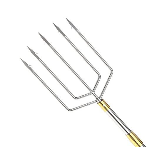 Cyfie Retractable Telescopic Pole, 5-Prong Stainless Steel Fishing Gig Gaff Powerful Combination #TOP16