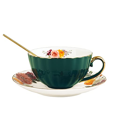 fanquare 200ml Teetasse und Untertasse Set für 1 Person, Keramik...