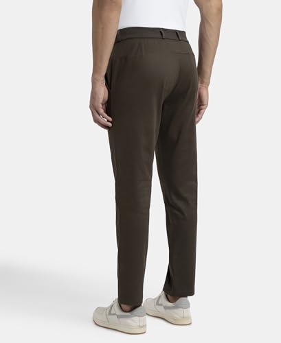 Image of Jockey IM26 Men's Super Combed Cotton Rich Elastane Stretch Woven Fabric Slim Fit All Day Pants with Side Pockets