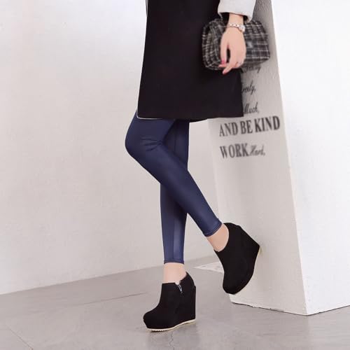 SHEMEE Women's Wedge Heels Ankle Boots High Heeled Platform Pumps Round Toe Zip Up Short Booties Office Party Dress Shoes 5