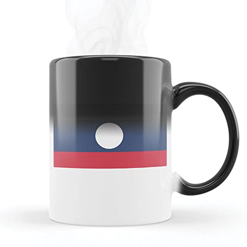 Mygoodprice MUG Magique qui change de couleur sensible à la chaleur - Thermosensible - en céramique au motif Drapeau Laos
