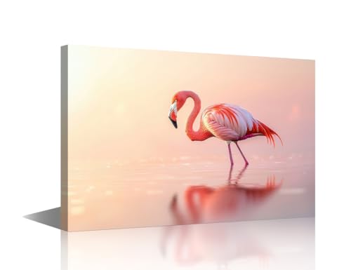 Décoration murale flamant rose tableau moderne encadré