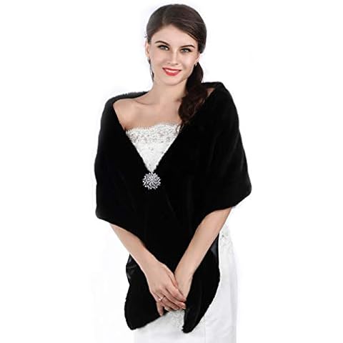 Aukmla Long Wedding Faux Fur Wraps and Shawls Wedding Bridal Stole for Brides and Bridesmaids Cover