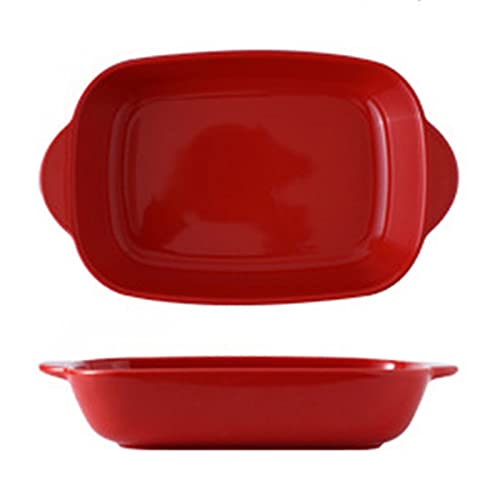 SHHMA Cookware Baking Dish with Double Handle for Casseroles Lasagna,9 inch Multi Baker for Oven and Stove,Easy to Store,Red