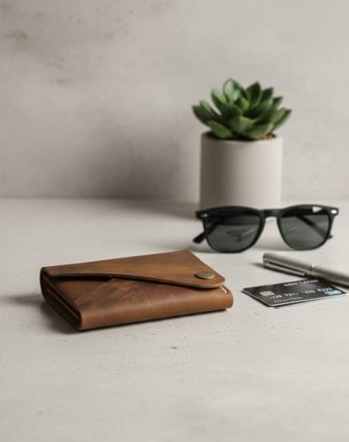 Image of Genuine Leather Card Holder Wallet for Men & Women | Slim Pocket Size Card Holder with Cash Slot | Debit Credit Visiting Card Organizer for Daily Use (Style 6)