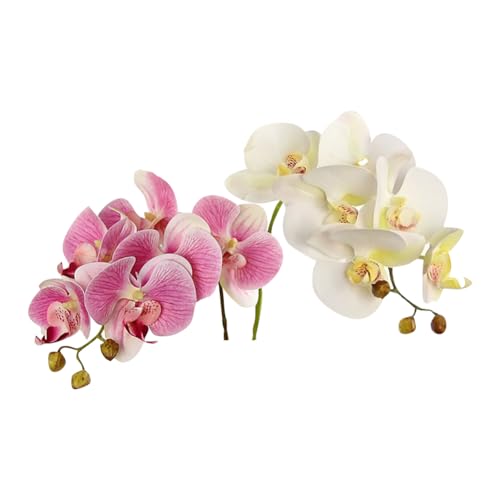 Lot de 2 Fleurs artificielles phalaenopsis avec tiges de Fleurs d'orchidée artificielles pour Terrarium