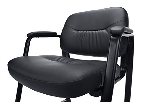 Ofm Ess-9015 Bonded Leather Executive Side Chair With Sled Base, Black, Black #TOP3