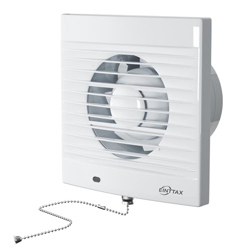 EINTTAX 4 Inch 100mm Bathroom Extractor Fan with Pull Cord, 130m³/h Silent Bathroom Fan, Wall/Window Mounted Extractor Ventilation Fan for Kitchen, Garage, Toilet, 12W, 34 dB, White