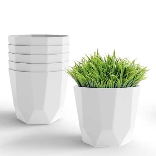 Image of YUCCABE ITALIA SHERA Hexa Plastic Planter Pot for Plants | Decorative Flower Pot | UV Protected Lightweight Indoor Outdoor Gamla for Home Decor, Balcony, Garden & Living Room