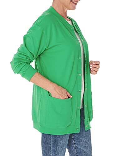 Image of AmeriMark Women Fleece Snap Button Cardigan Sweatshirt Coat - Ladies Soft Lightweight Warm Long Sleeve Jacket with Pockets