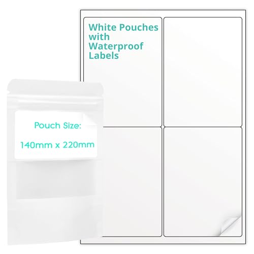 Bolsas blancas para alimentos impermeables con sellado térmico y etiquetas de vinilo 2