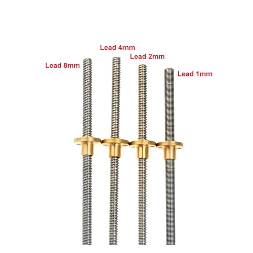 Metal Ball Screw nut T8 Screw 100-8D Trapezoidal Lead Screw Dia 8mm Thread 8mm Lead 4mm Length 100mm150mm200mm with Copper Nut(200mm)