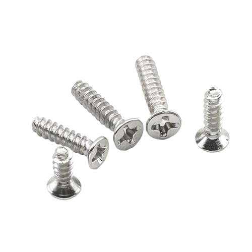 Viti a testa piatta rotonda, 100 pezzi Vite autofilettante a testa piatta a croce Vite a testa svasata in acciaio al carbonio M2 for plastica(M2*16mm)