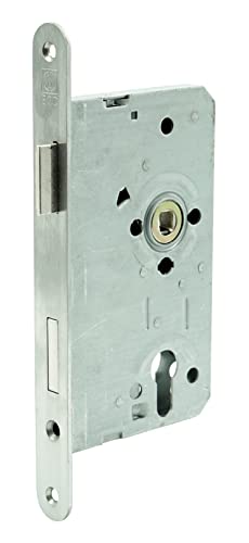 Buddy4Home house accessoires Profilzylinder Tür-Einsteckschloss für Zimmertüren Schlosskasten aus Metall Edelstahl Schließblech Stulp 24mm Dornmaß 65mm Din Rechts Nuss 8mm Cover