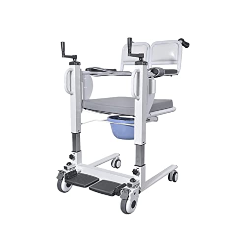 Patient Lift Wheelchair for Home, Bathroom Wheelchair W/ 180° Split Seat, Bedside Commode Multifunctional Nursing Shower Chair S