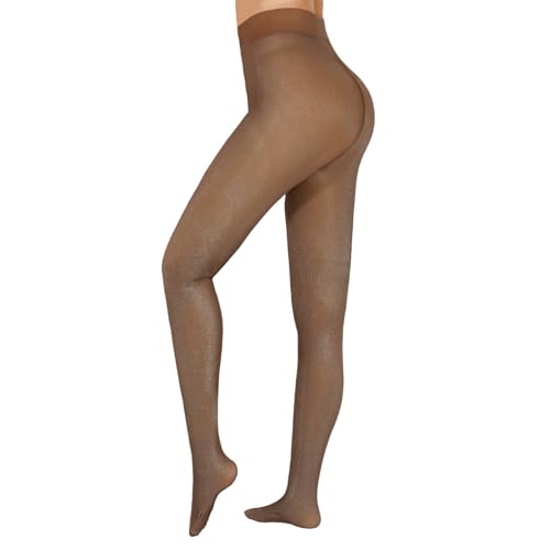 Image of 2 Pack Fleece Lined Tights Sheer Winter - Fake Translucent Tights Winter Thick Warm Pantyhose Sheer Women Leggings