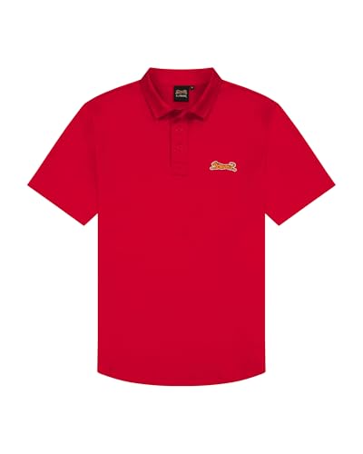 Le TIGRE Classic Cotton Polo Shirts for Men - Breathable Collared Shirts for Men with Stretch - Machine Washable Mens Polo Shirts - Red, Size XL