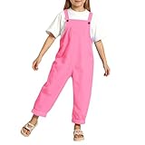 Peto Vaquero Niña Mono sin Mangas para Niñas Peto con Tirantes Ajustables y Bolsillos para Niños Overol Casual Niñas Holgado Largo para Adolescentes Niña de Pierna Ancha Lindo Liso Pierna Ancha