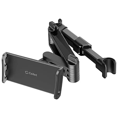 Cellet Dual Adjustable Phone Holder & Tablet Mount for Car Back Seat Headrest Compatible with Apple iPad, Air, Pro, Mini, iPhones, Samsung Galaxy, Google Pixels, Moto, Tablets. Cover