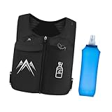 harayaa Chaleco de Hidratación Mochila para Correr Bolsa de Agua Bolsa Deportiva para Acampar Marathoner Trail Hombres, Negro con Botella
