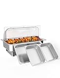 Chafing Dish Electric Buffet Set,9QT Stainless Steel Food Servers and Warmers with 1 Full-Size Pan & 2 Half-Size Pan for Wedding and Parties