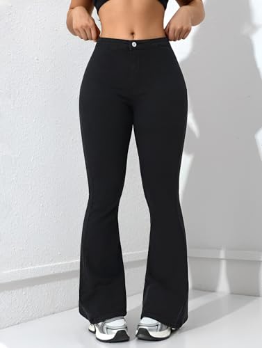 Image of Ben Martin Women's High Waist Jeans || Flared Bell Bottom Bootcut Pants || Wide Leg Stretch Denim - Perfect for Travel, Party & Everyday Use - Sizes 26-40 (1)