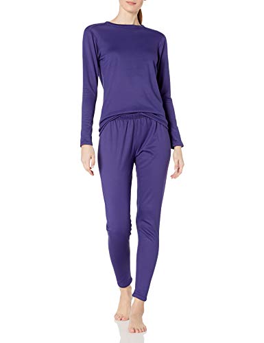 Fruit of the Loom Women's Fleece Lined Thermal Underwear Set, Deep Blue, X-Large