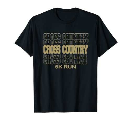 Cross Country 5K en letras apiladas modernas Camiseta