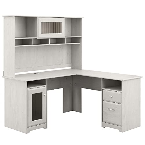 Bush Furniture Cabot 60W Corner Desk With Hutch, White Home Kitchen