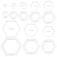 BENECREAT 16 Größen Sechseck-Quiltvorlage, kompliziertes Acryl-Nähmaschinenlineal, transparente Druckplatten-Fräsvorlage für DIY-Hand-Patchwork-Schneidearbeiten, 6 mm dick