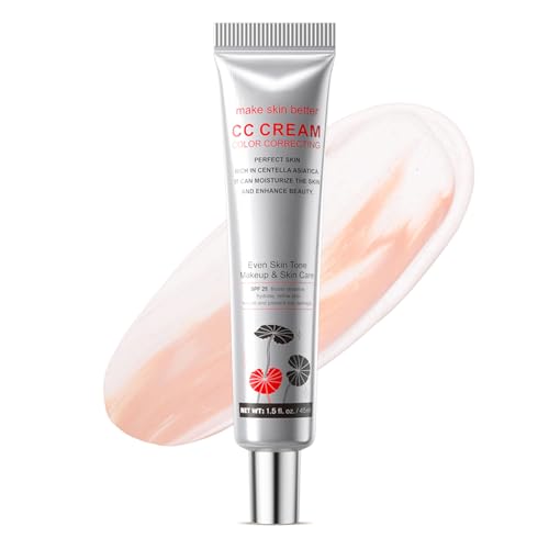 Crema CC con Centella Asiática, corrector de color base SPF 25, crema facial tintada para tez y humedad, resistente al agua y de larga duración, crema CC corrector, tono de piel uniforme y cuidado de