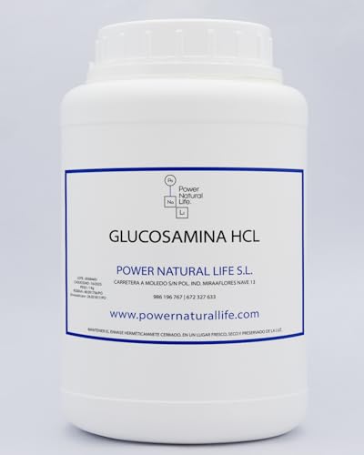 Glucosamina Hcl en Polvo Power Natural Life | 100% Pura | sin Añadidos ni Aditivos | Envase de 1 kg