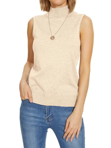 Image of INKOFF Sleeveless Mock Neck Turtleneck Knit Tops Women Dressy Casual Sweater Vest Business Work Tank