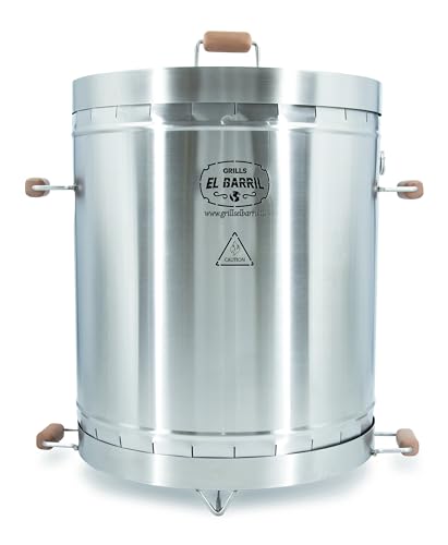 EL BARRIL 60lbs Premium Vertical Grill, Stainless Steel Barrel Charcoal Smoker, Extra Large Outdoor Smoker with Even Heat Distribution