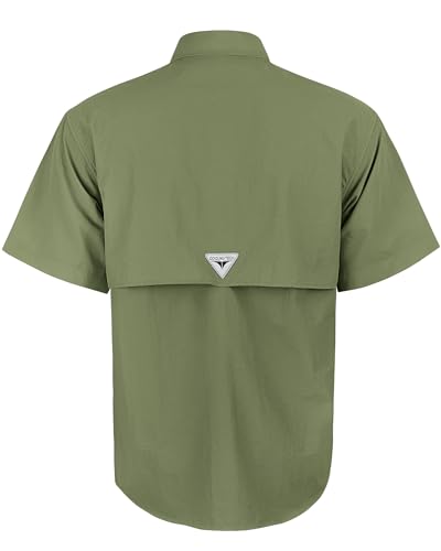 Image of Alimens & Gentle Short Sleeve Fishing Shirt Wicking Fabric Sun Protection Casual Button Down Shirts
