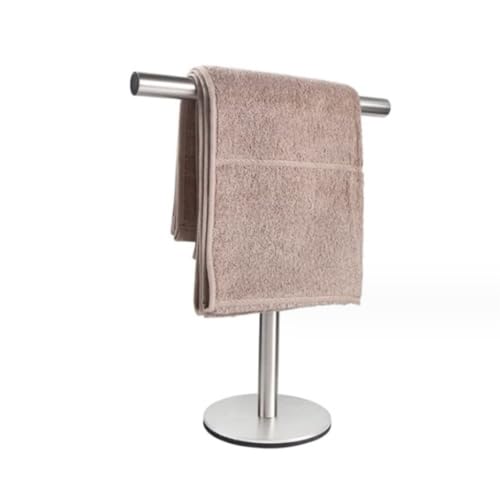 Toallero de acero inoxidable en forma de T, soporte para toallas de baño independiente para encimera de tocador, elegante soporte para toallas de baño, ahorra espacio