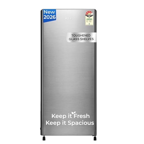 Haier 190L 4 Star Direct Cool Single Door Refrigerator | Toughened Glass Shelves | Fast Ice Making in Just 60 minutes | Large Veg Box| Easy Clean Back (2026,...