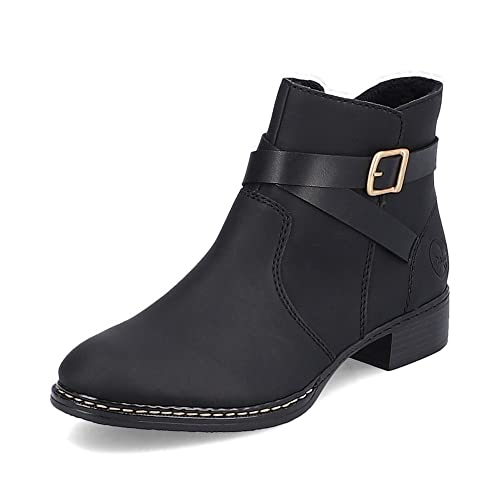 Rieker Damen Biker Boots 73495, Frauen Stiefeletten,halbstiefel,Kurzstiefel,uebergangsschuhe,uebergangsstiefel,flach,schwarz (00),39 EU / 6 UK