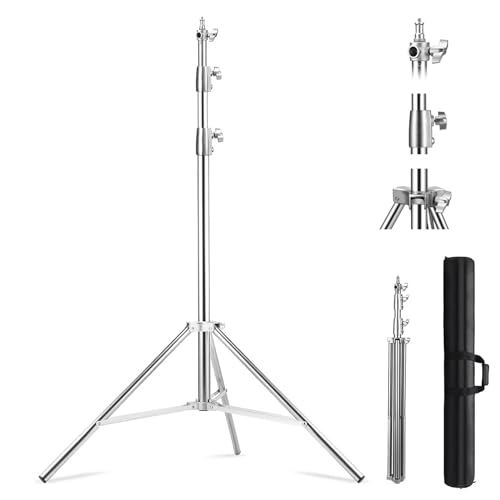 Soonpho Soporte de luz con Amortiguador de Resorte de 3 m, trípode de Acero Inoxidable con Bolsa de Almacenamiento y Adaptador de 1/4, 3/8 Pulgadas para grabación de vídeo de Estudio, Reflector