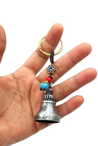 Image of Classic Antique Tibetan Temple Bell Shaped Keyring for Gift Gaurdian bell for Car Bike Bags Metal Key ring Key Chain Bag Charm Gift