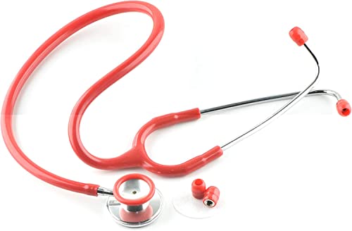 Dual Head Stethoscope, Professional Use, Nurses, Vets, Students, Top Quality, DH-STH (Red)