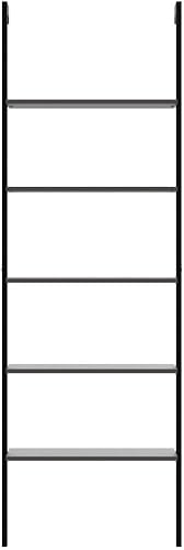 Miniatura 5 de Tangkula Estantería de 5 estantes, moderna estantería de madera de 5 niveles para montar en la pared con marco de metal, estante de escalera abierto