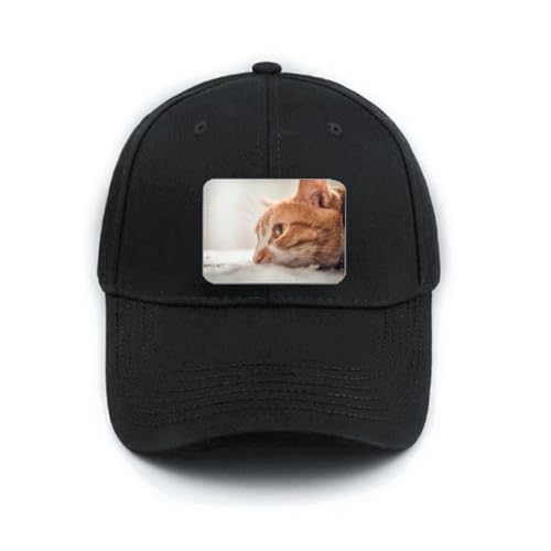 Casquette de baseball noire chat réglable coton visière courbée